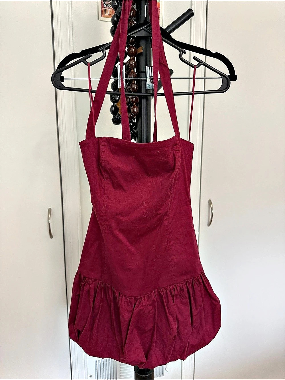 Oh Polly Ludmila Halterneck Lace-Up Bubble Hem Corset Micro Mini Dress Mini